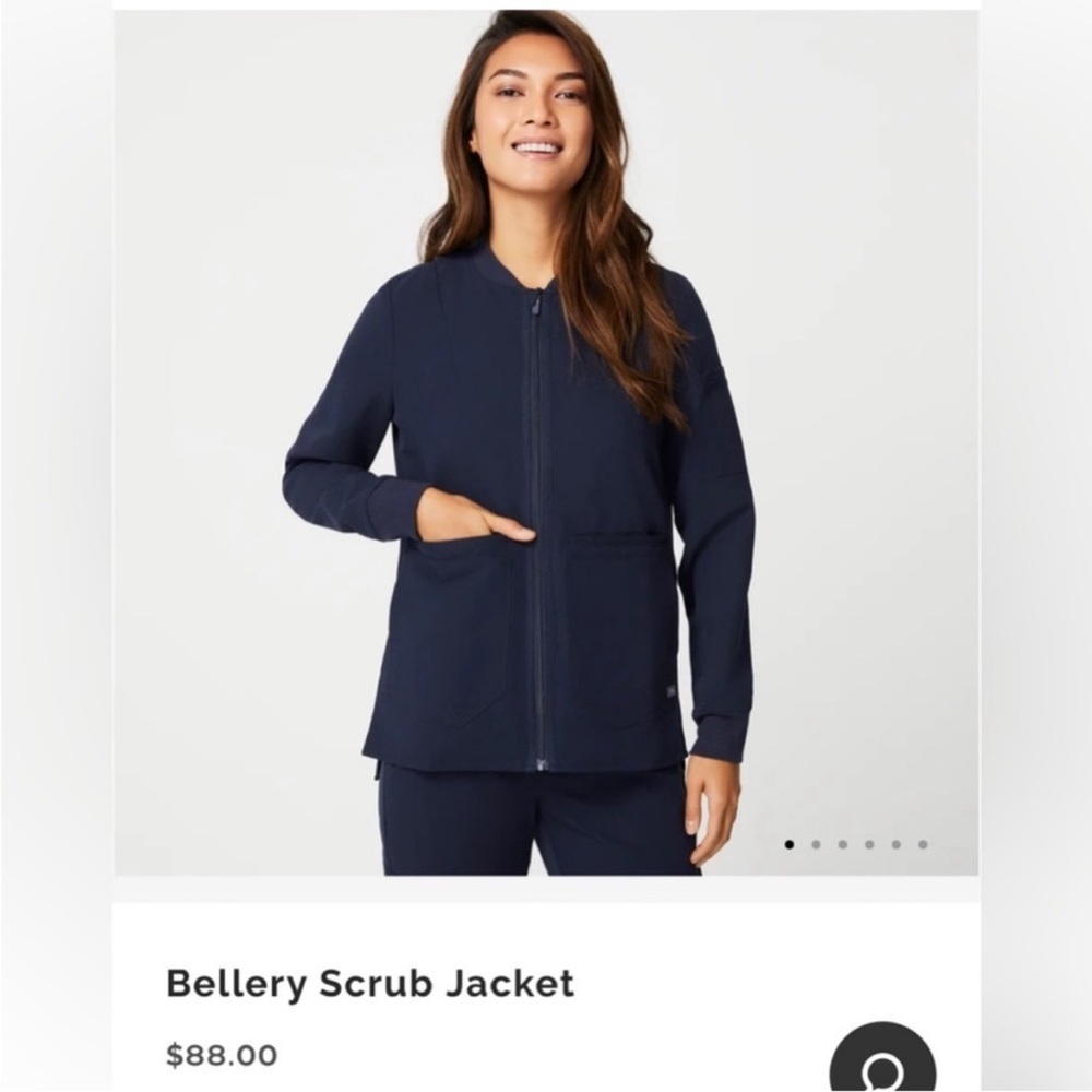 Figs Bellery Scrub Jacket Full Zip Nursing Medical Navy Blue Coat XS
